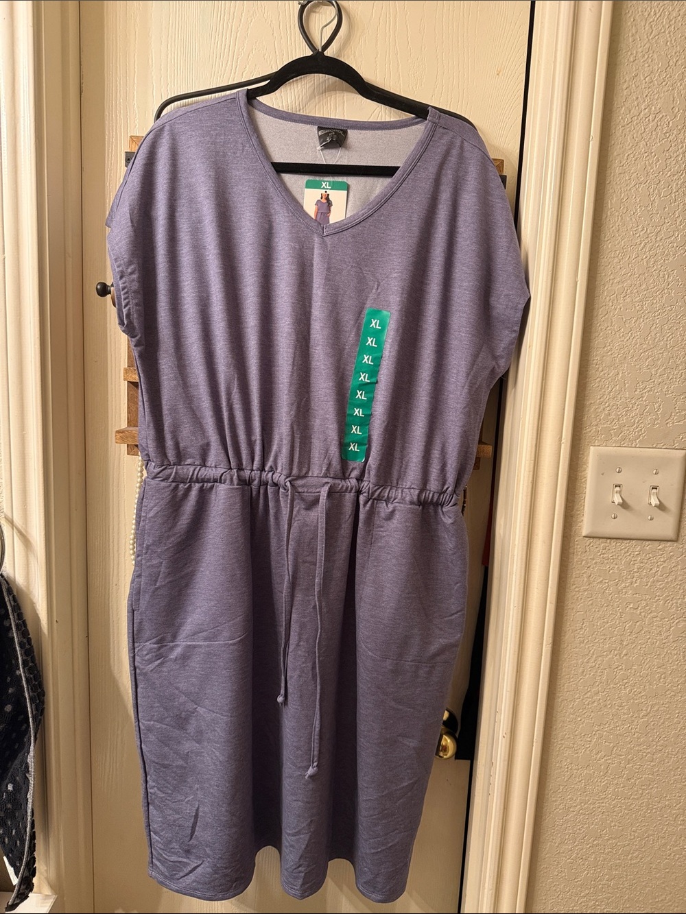 32 Degrees Blue V-Neck Drawstring Midi Dress